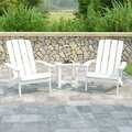Flash Furniture Charlestown 2-Pack White Faux Wood Adirondack Chairs with Side Table 354JJC1450W